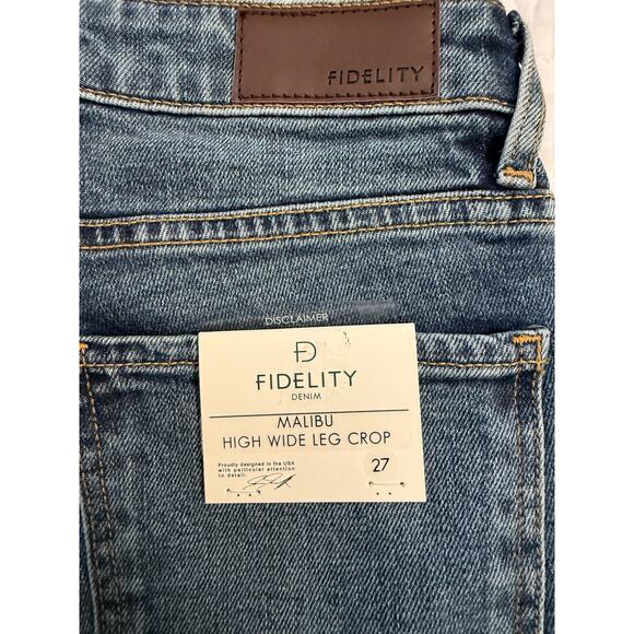 FIDELITY DENIM Malibu High-Rise Crop Wide-Leg Jeans Women's Sz 27 NWT - Picture 3 of 10